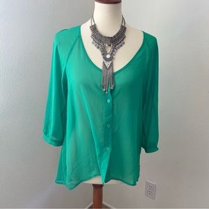 Lush Green 3/4 Sleeve Blouse